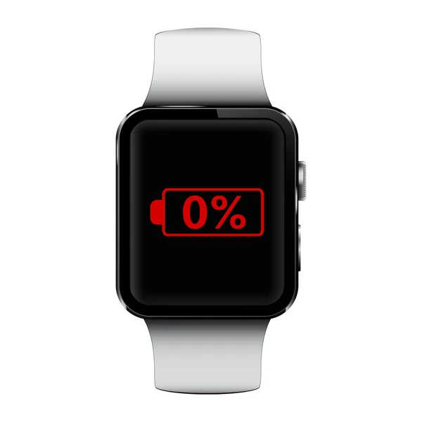 Smart watch with low battery sign on screen — Stock Vector