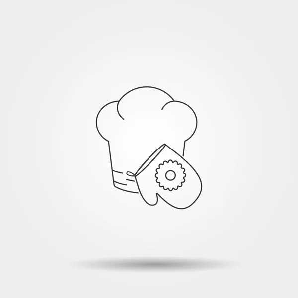 Cook hoed en pannenlap pictogram — Stockvector