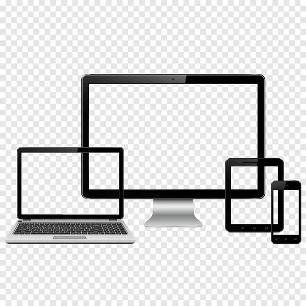 Conjunto de modernos dispositivos digitais mockup —  Vetores de Stock