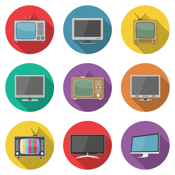 TV düz Icons set — Stok Vektör