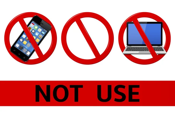 No use smartphone and laptop signs — Stock Vector