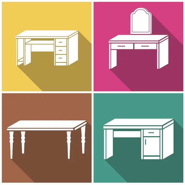 Tisch flache Symbole — Stockvektor
