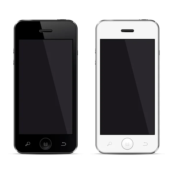 Perfectly detailed modern smart phones isolated on white background — Stock Vector