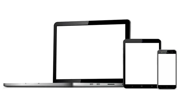 Laptop Tablet Handy Attrappe Vektorillustration Für Responsives Webdesign — Stockvektor