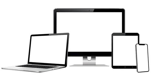 Responsywny Wyświetlacz Web Design Laptop Tablet Odizolowanym Telefonem Komórkowym Ilustracja — Wektor stockowy