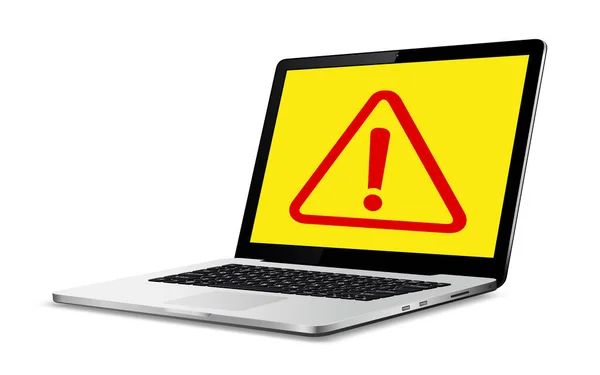 Concetto Sicurezza Laptop Con Punto Esclamativo Sullo Schermo Illustrazione Vettoriale — Vettoriale Stock