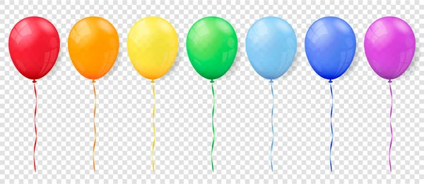 Set Realistic Balloons Transparent Background Balloons Birthday Parties Weddings Vector — Stock Vector