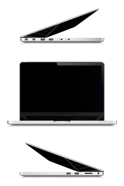 Laptop Kijelző Gúnyolódik Nyitott Zárt Készlet Vektorillusztráció — Stock Vector