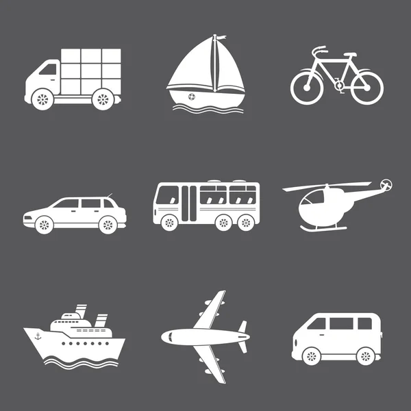 Transporte iconos blancos — Vector de stock