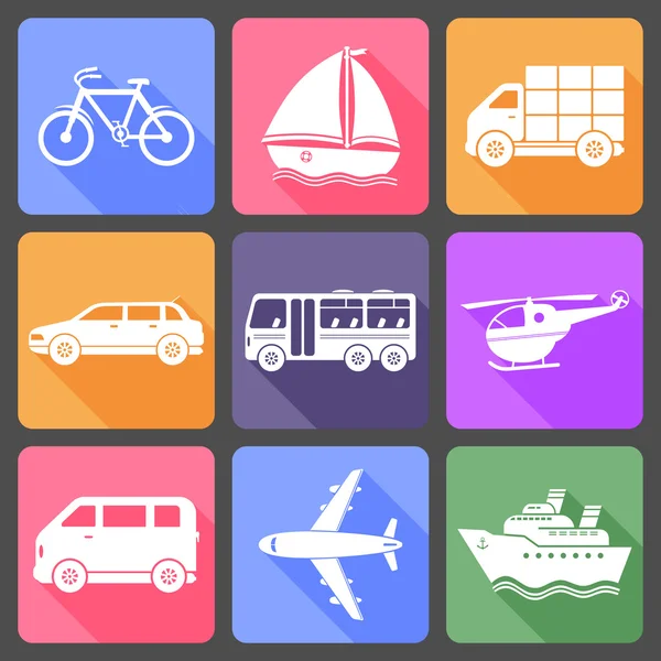 Transport platt ikoner — Stock vektor