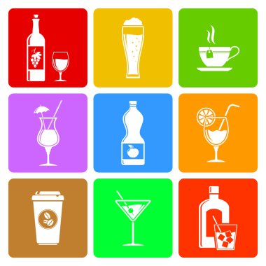 İçecek düz simgeler