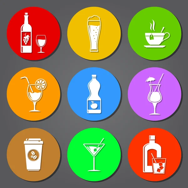 Set di icone piatte per bevande — Vettoriale Stock
