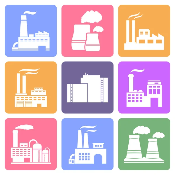 Industrial building icons — Stock Vector