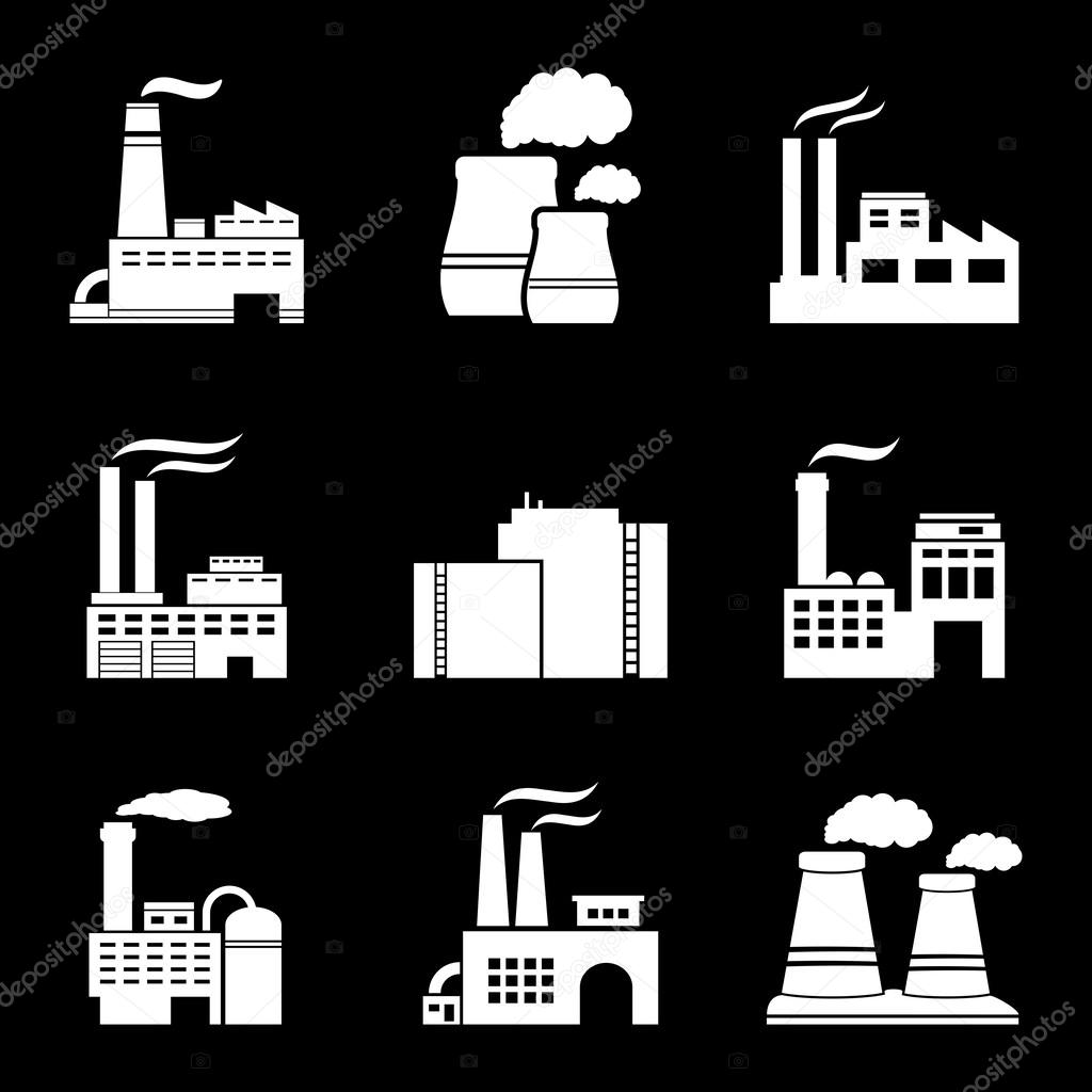 Factory and power plants icons