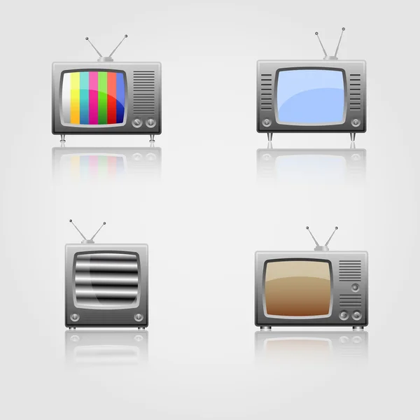 Retro televisietoestel pictogrammen — Stockvector