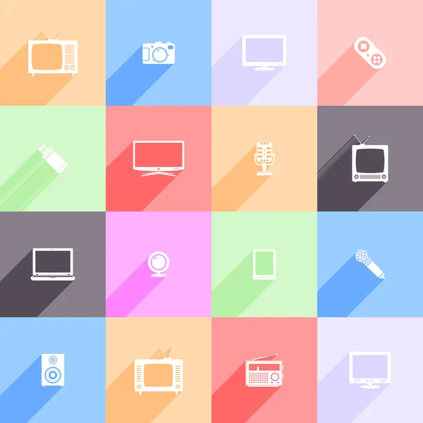 Multimedia flat icons — Stock Vector