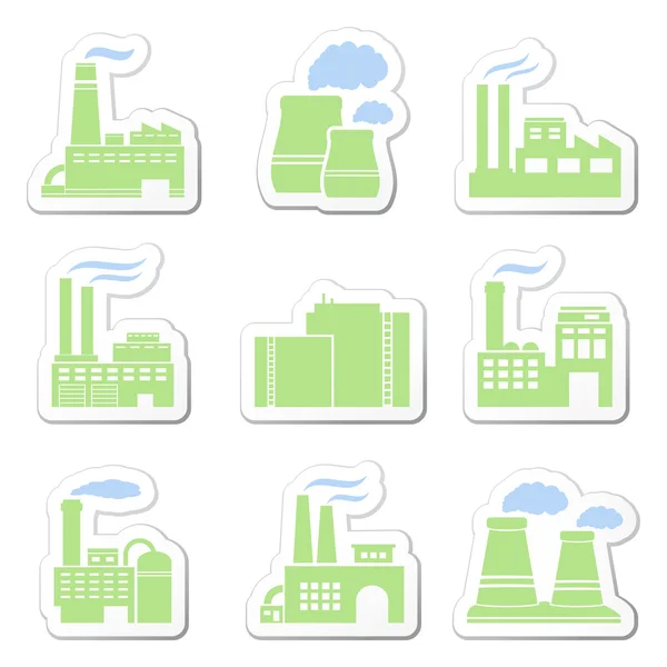 Factory vector stickers — Stock Vector