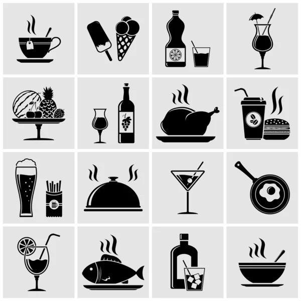 Iconos de alimentos y bebidas — Vector de stock