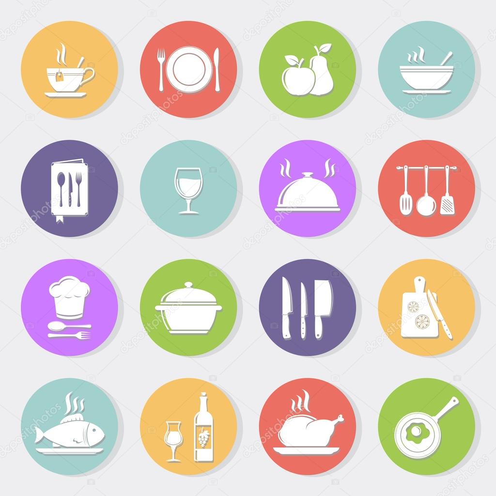 Cooking and kitchen flat icons