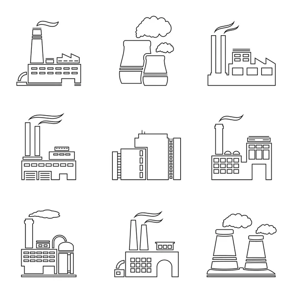 Factory thin line icons — Stock Vector