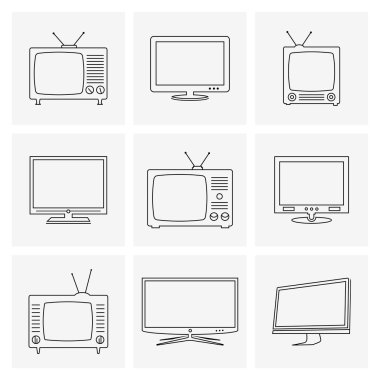 TV ince çizgi Icons set