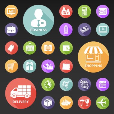 Web ve mobil düz simgeler kümesi