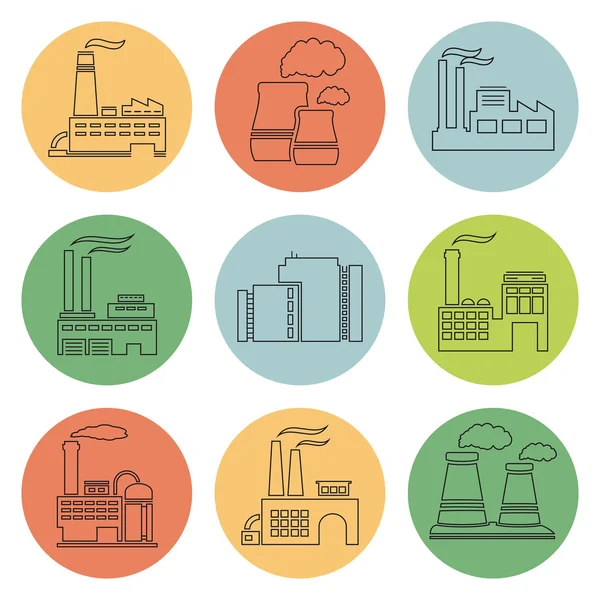 Factory outline icons — Stock Vector