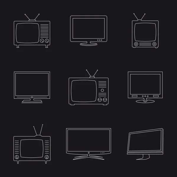 TV icons set — Stock Vector