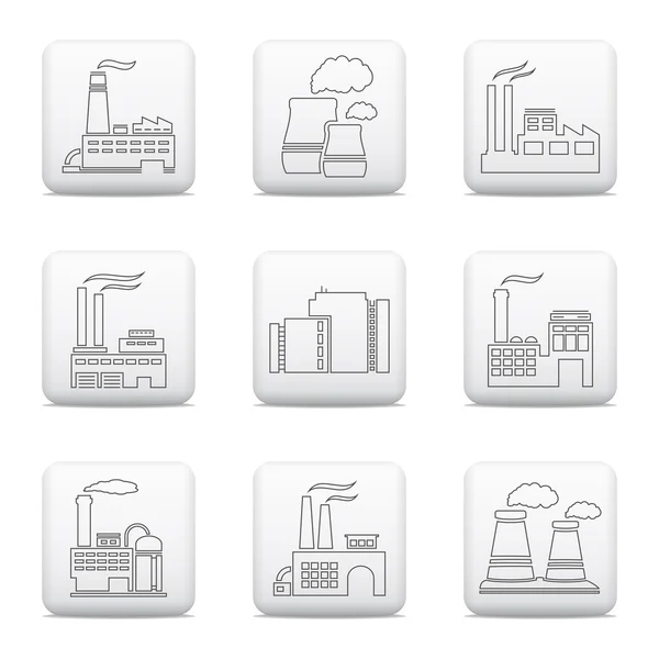 Factory icons, vector web buttons set — Stock Vector