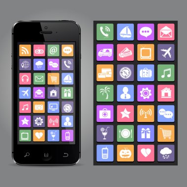 uygulama simgeleri ile dokunmatik ekran smartphone