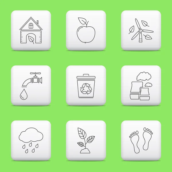 Ökologie-Symbole, Web-Buttons — Stockvektor