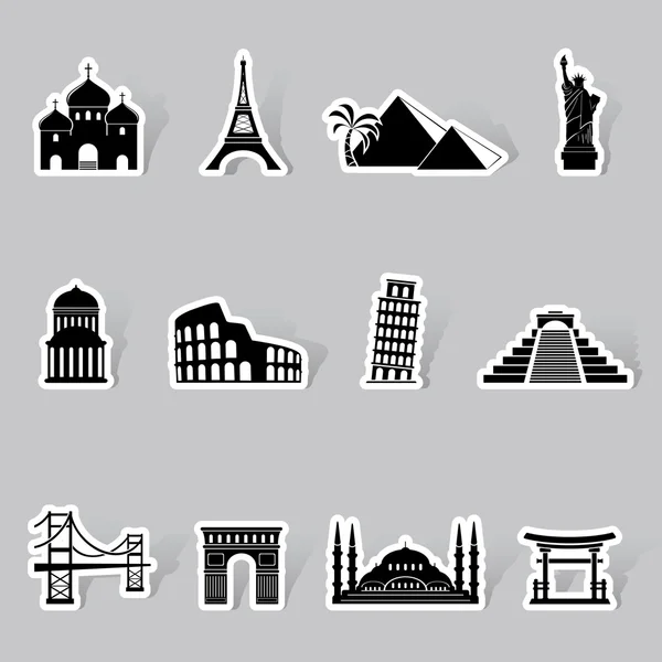 World famous buildings abstract silhouettes — Stock Vector