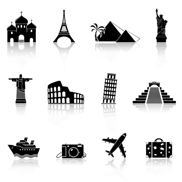 Symbole für Reisen und Sehenswürdigkeiten — Stockvektor