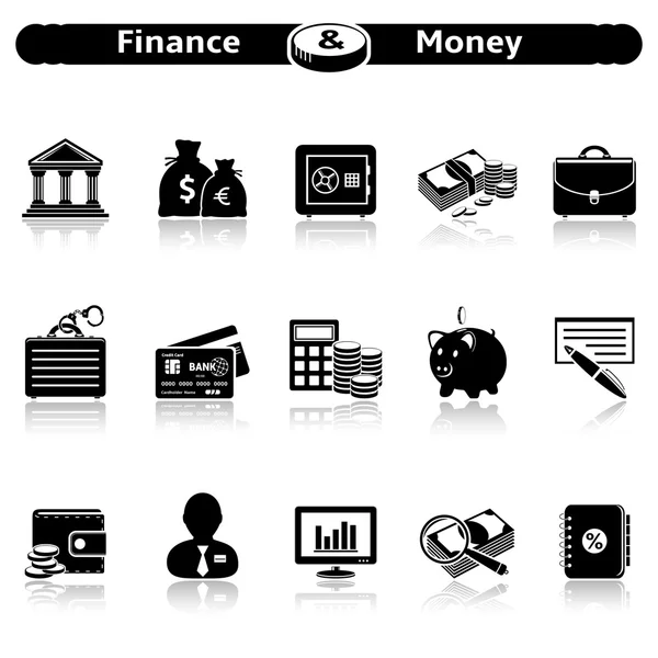 Finance a peníze ikony — Stockový vektor