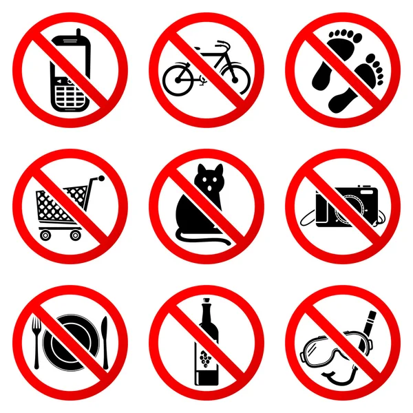 Set Prohibited Signs — Stock Vector