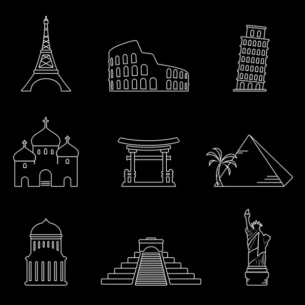 Landmarks thin line icons — Stock Vector