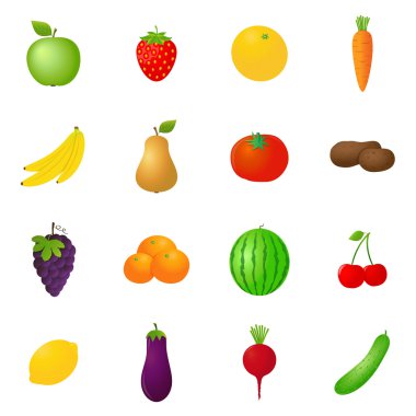 Vektör meyve ve sebze Icons set