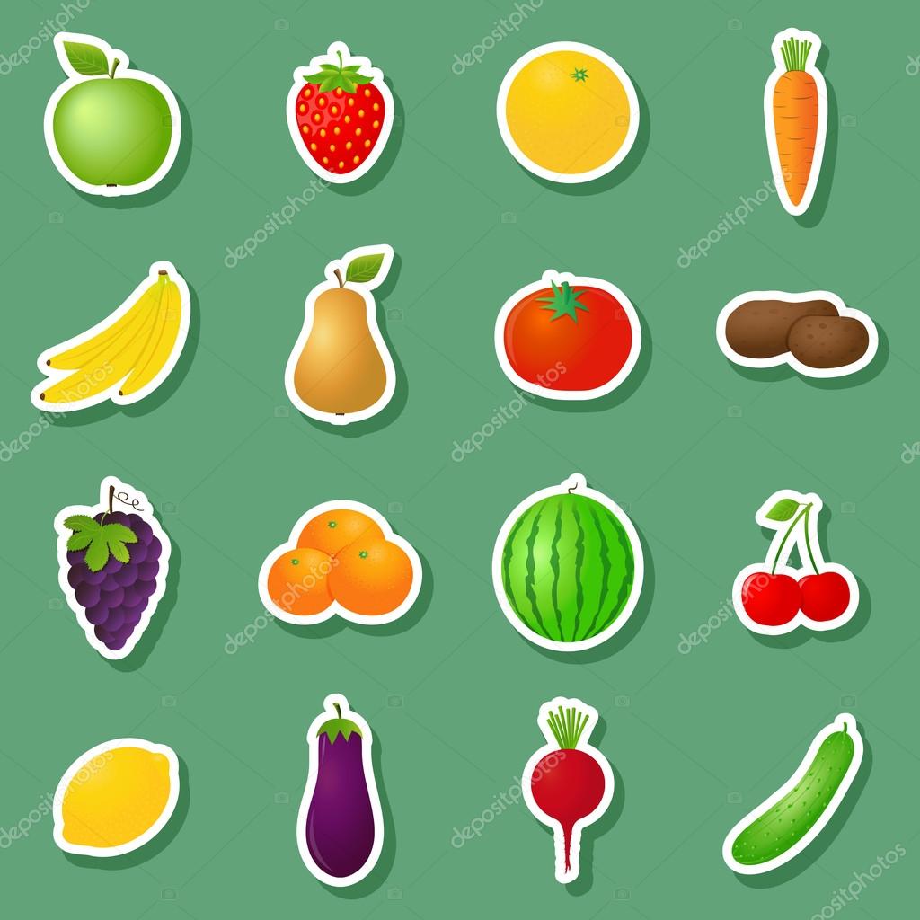 Vector fruits & vegetables stickers Stock Vector Image by ©fad82 80671148