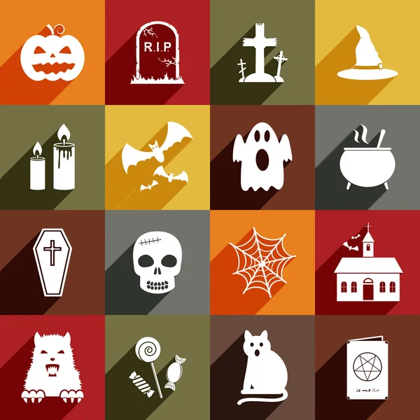 Halloween set di icone piatte — Vettoriale Stock