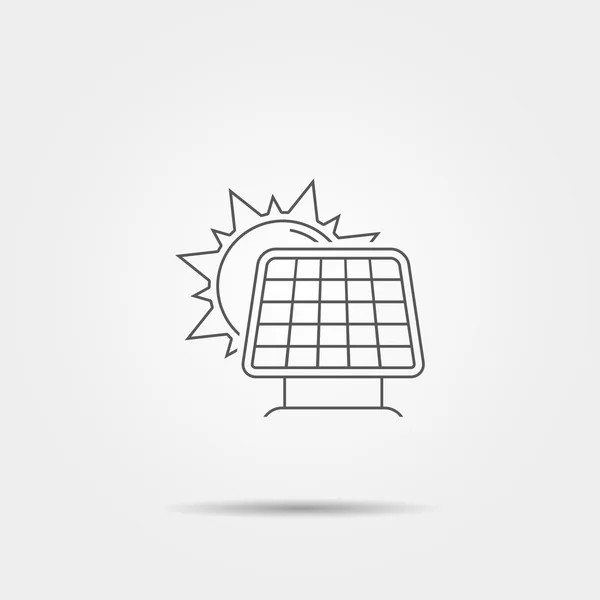 Sol con icono de línea de panel solar — Vector de stock