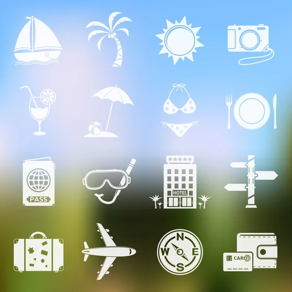 Travel ikoner på suddig bakgrund — Stock vektor