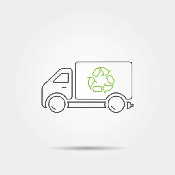 Recycler l'icône de ligne de camion — Image vectorielle