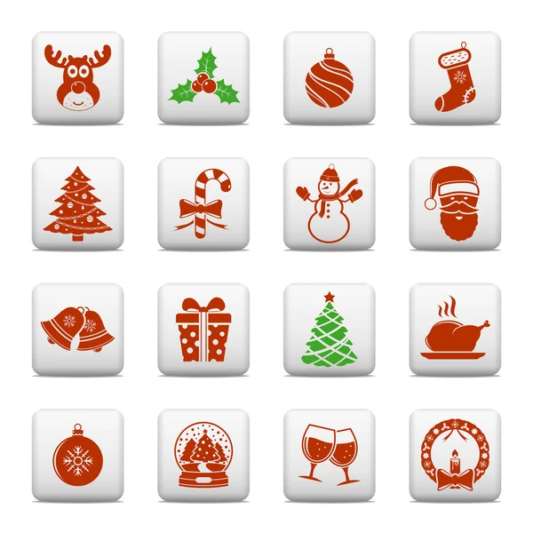 Icônes de vacances de Noël sur les boutons web — Image vectorielle