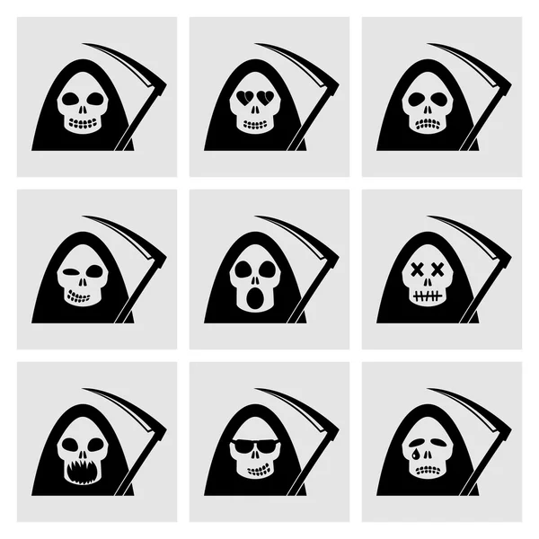 Death emoticon icons — Stock Vector