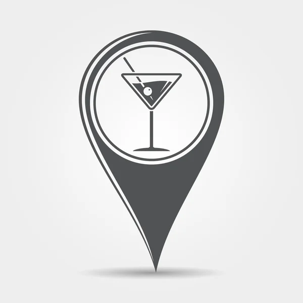 Martini cocktail map pointer icon — Stock Vector
