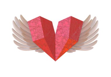 Beyaz arkaplanda 3 boyutlu kalp izole edildi.