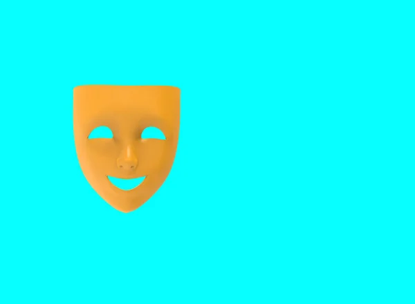 Máscaras Teatrales Cómicas Aisladas Sobre Fondo Azul Imagen —  Fotos de Stock