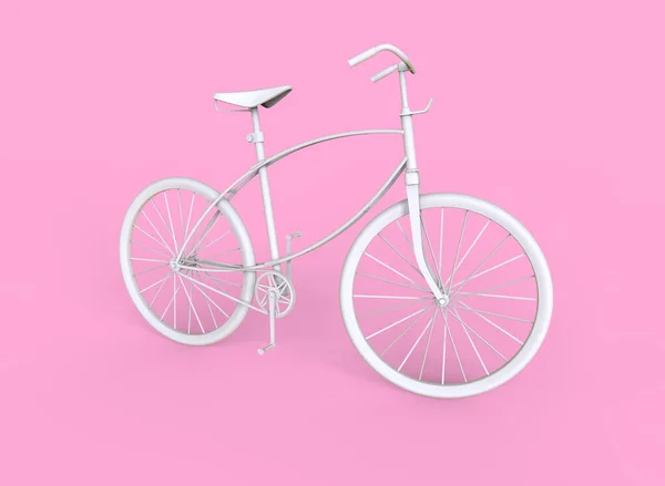 Bicicleta Blanca Aislada Sobre Fondo Rosa Ilustración — Foto de Stock