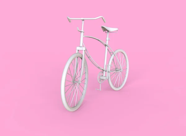 Bicicleta Blanca Aislada Sobre Fondo Rosa Ilustración —  Fotos de Stock