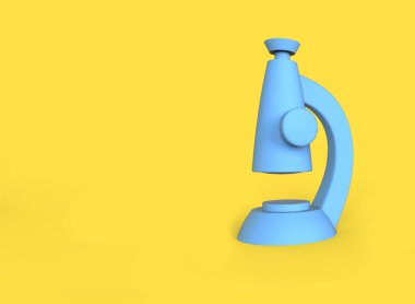 Stylized cartoon microscope isolated on a yellow background. 3D illustration. clipart